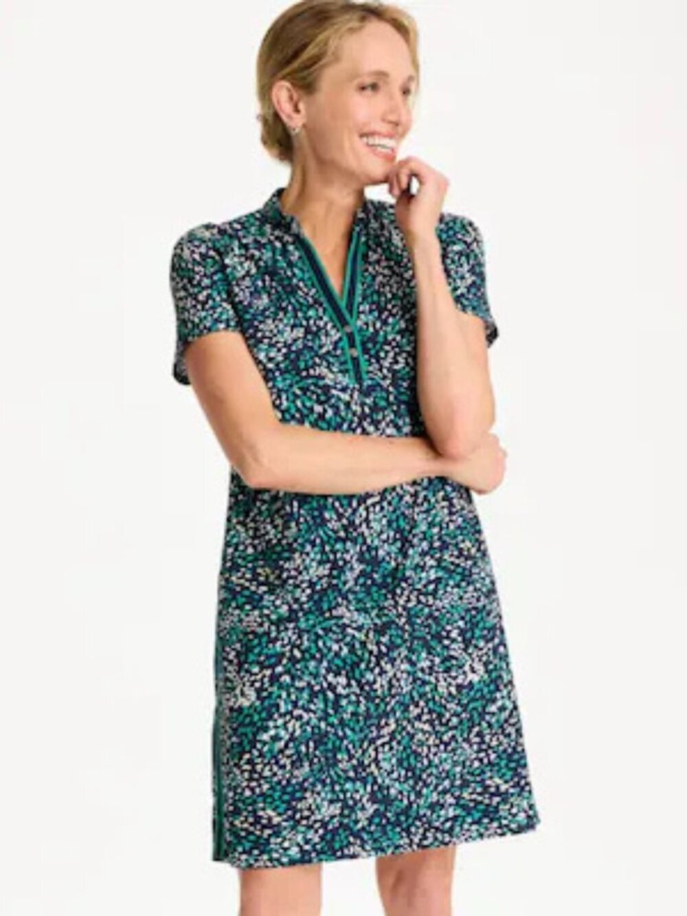 Chico's women's shift dress size 2.5 zenergy UPF contrast trim sporty mini